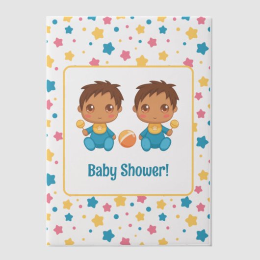 Baby shower Boy Twins Stars Dark Insert Vellum Uitnodigingen (Voorkant)
