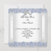  Baby shower Boy White Silver Lace Blue Kaart (Achterkant)