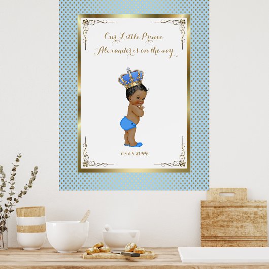 Baby shower Boy, wit blauw, elegant, 32x41 300pp. Poster (Keuken)
