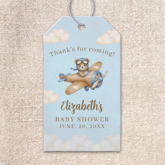 Baby Shower Boy with Adorable Pilot Teddy Bear Cadeaulabel