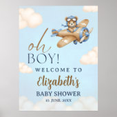 Baby Shower Boy with Adorable Pilot Teddy Bear Poster (Voorkant)
