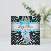 Baby shower Boy Zebra Blue Prince Crown Black Kaart (Staand voorkant)