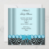 Baby shower Boy Zebra Blue Prince Crown Black Kaart (Achterkant)