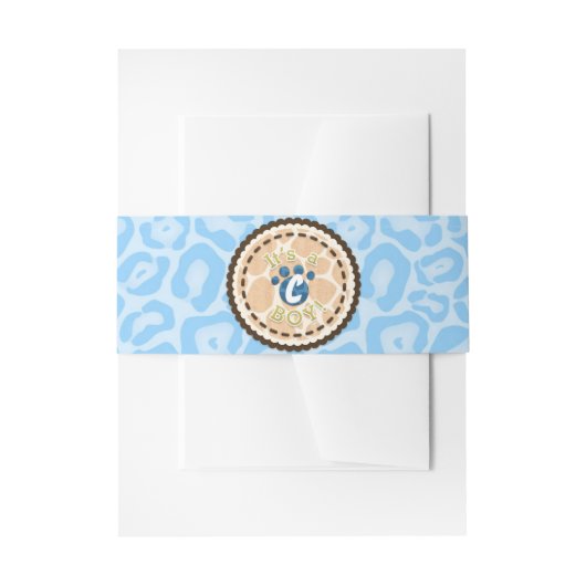 Baby shower Boys Blauw Safari Print Thema Feest Uitnodigingen Wikkel (Voorkant Voorbeeld)