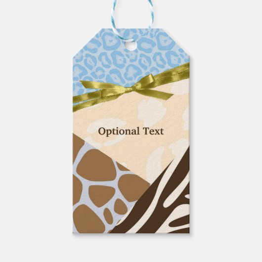 Baby shower Boys Blauw Safari Thema Afdrukken Cadeaulabel (Voorkant)