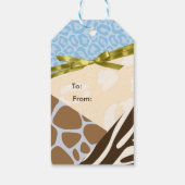 Baby shower Boys Blauw Safari Thema Afdrukken Cadeaulabel (Achterkant)