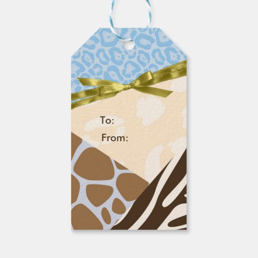 Baby shower Boys Blauw Safari Thema Afdrukken Cadeaulabel (Achterkant)