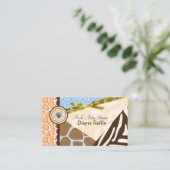 Baby shower Boys Blue Safari Print Luier Raffle Informatiekaartje (Staand voorkant)