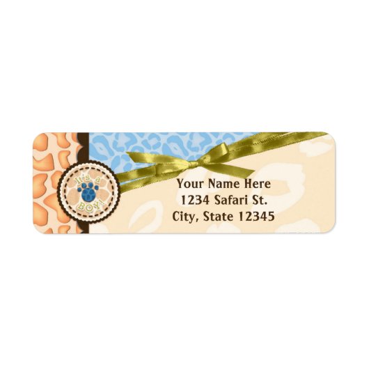 Baby shower Boys Blue Safari Thema Uitnodiging Etiket (Voorkant)