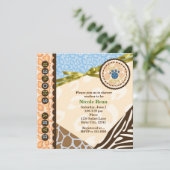 Baby shower Boys Blue Safari Thema Uitnodigingen (Staand voorkant)