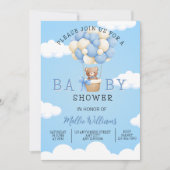 Baby shower Boys Teddy Bear Hete Luchtballon Kaart (Voorkant)