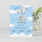 Baby shower Boys Teddy Bear Hete Luchtballon Kaart (Staand voorkant)