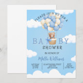 Baby shower Boys Teddy Bear Hete Luchtballon Kaart (Voorkant / Achterkant)