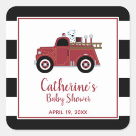 Baby shower brandweerwagen Vierkante Sticker