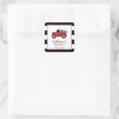  Baby shower brandweerwagen Vierkante Sticker (Tas)