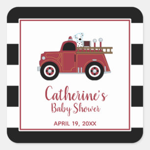 Baby shower brandweerwagen Vierkante Sticker