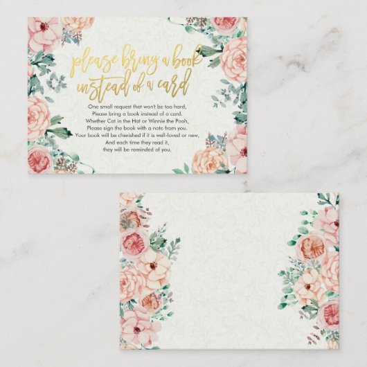 Baby shower Breng alsjeblieft een boek in plaats v Informatiekaartje (Voorkant / Achterkant)