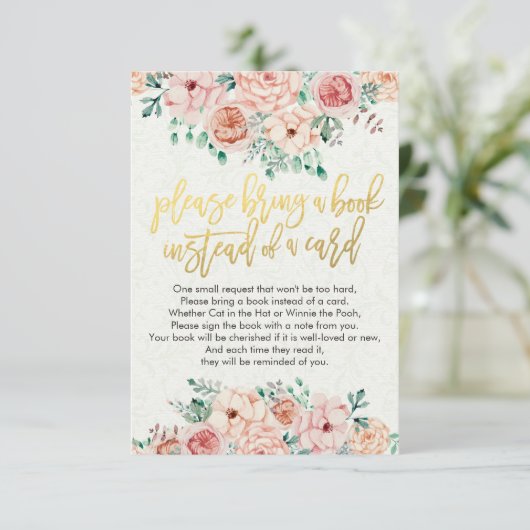 Baby shower Breng alsjeblieft een boek in plaats v Kaart (Staand voorkant)