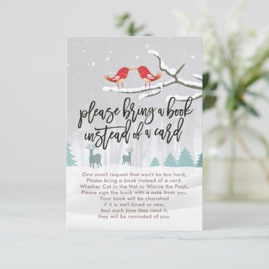Baby shower Breng alsjeblieft een boek in plaats v Kaart (Staand voorkant)