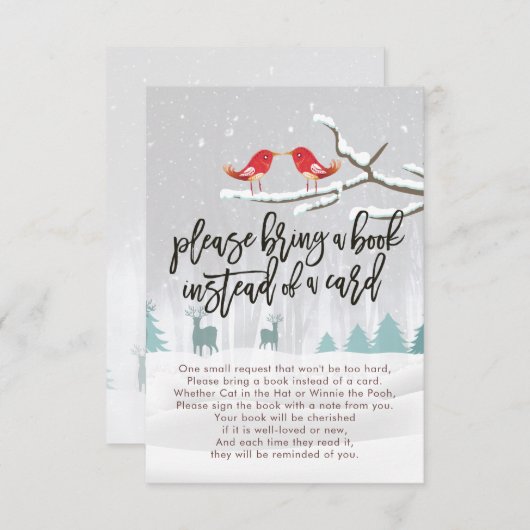 Baby shower Breng alsjeblieft een boek in plaats v Kaart (Voorkant / Achterkant)