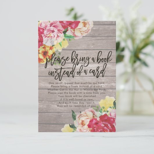 Baby shower Breng alsjeblieft een boek in plaats v Kaart (Staand voorkant)