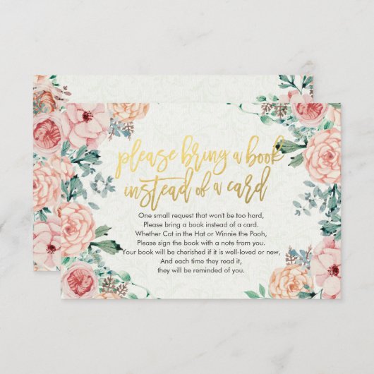 Baby shower Breng alsjeblieft een boek in plaats v Kaart (Voorkant / Achterkant)