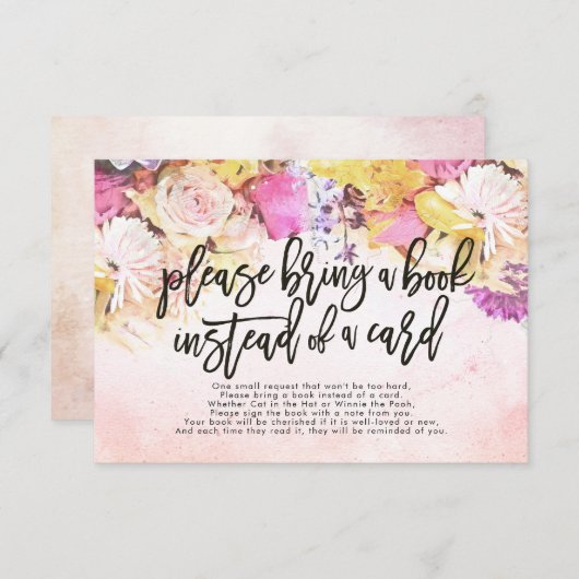 Baby shower Breng alsjeblieft een boek in plaats v Kaart (Voorkant / Achterkant)