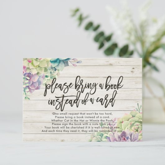 Baby shower Breng alsjeblieft een boek in plaats v Kaart (Staand voorkant)