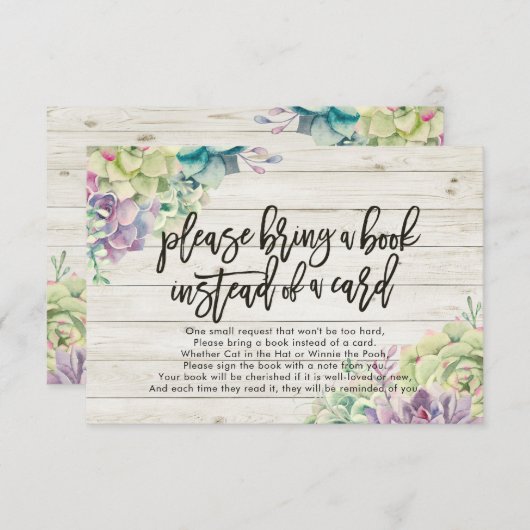 Baby shower Breng alsjeblieft een boek in plaats v Kaart (Voorkant / Achterkant)