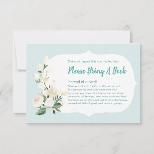 Baby shower Breng een boek Blauw en Rozen Kaart (Voorkant)