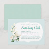 Baby shower Breng een boek Blauw en Rozen Kaart (Voorkant / Achterkant)