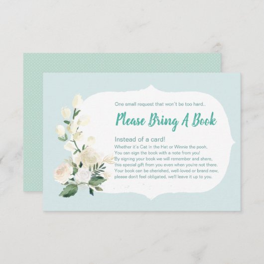Baby shower Breng een boek Blauw en Rozen Kaart (Voorkant / Achterkant)