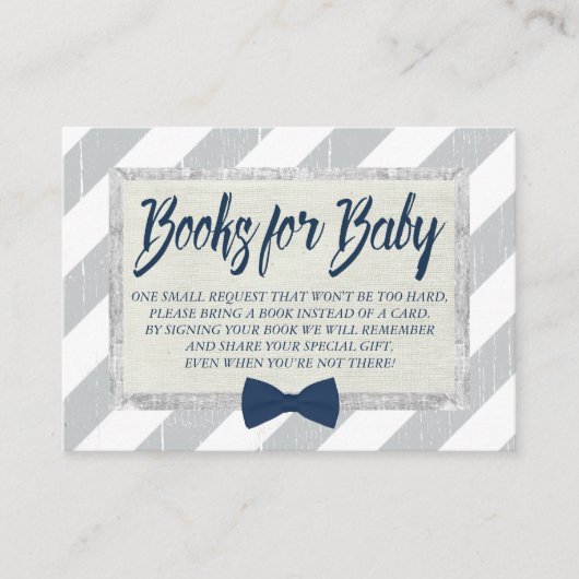 Baby shower Breng een Boek Boy Navy Bow Stropdas I Informatiekaartje (Voorkant)