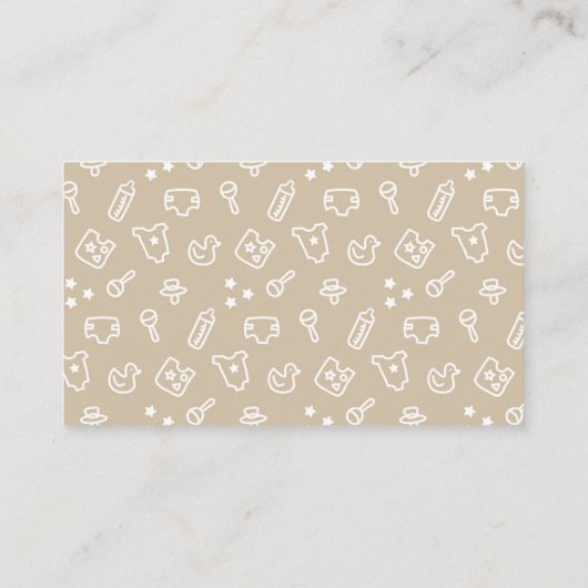 Baby shower Breng een boek Kaart | Munt en tan (Achterkant)