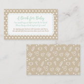 Baby shower Breng een boek Kaart | Munt en tan (Voorkant / Achterkant)