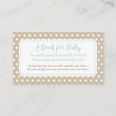 Baby shower Breng een boek Kaart | Munt en tan (Voorkant)