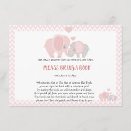 Baby Shower, Breng een Boek, Meisje Informatiekaartje