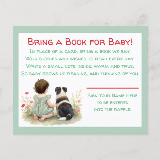 Baby Shower: Breng een boek voor de baby loterij Flyer (Voorkant)