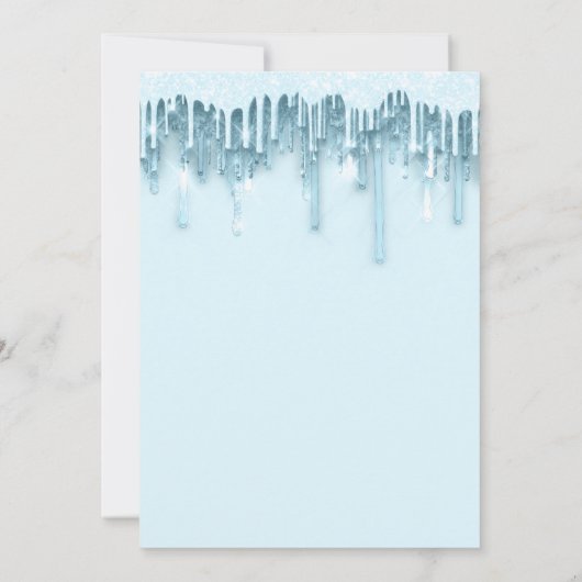 Baby shower Bridal Sweet 16th Drips Spark Blue Kaart (Achterkant)