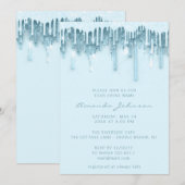 Baby shower Bridal Sweet 16th Drips Spark Blue Kaart (Voorkant / Achterkant)