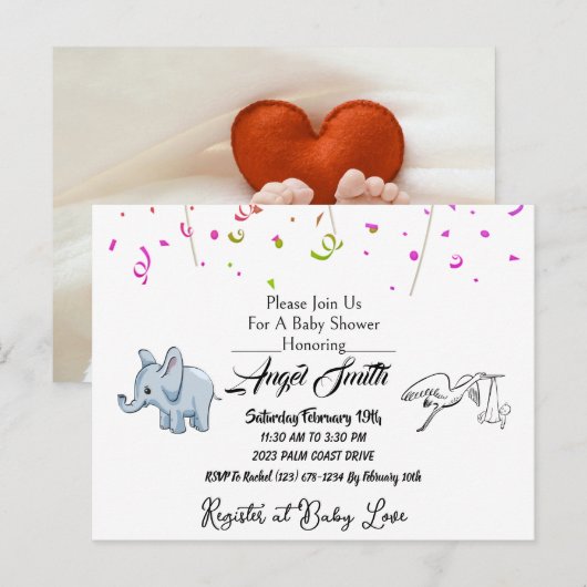 Baby shower Briefkaart (Voorkant / Achterkant)