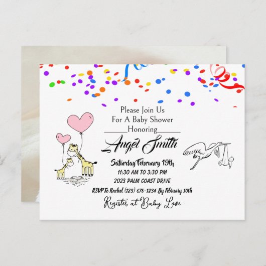 Baby shower Briefkaart (Voorkant / Achterkant)