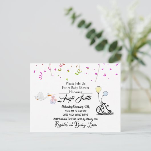 Baby shower briefkaart (Staand voorkant)