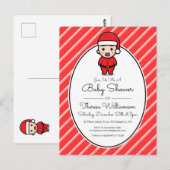 BABY SHOWER | Briefkaart Baby Santa Claus Candy Ca (Voorkant / Achterkant)