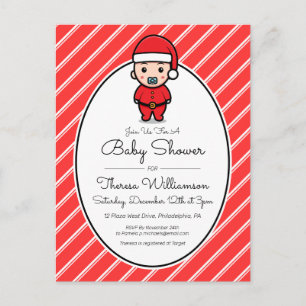 BABY SHOWER   Briefkaart Baby Santa Claus Candy Ca