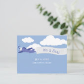 Baby shower Briefkaart - Clouds (Boy) (Staand voorkant)