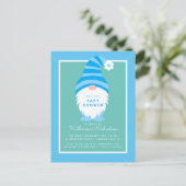 BABY SHOWER | Briefkaart met blauwe streep genoom (Staand voorkant)