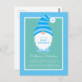 BABY SHOWER | Briefkaart met blauwe streep genoom (Voorkant / Achterkant)