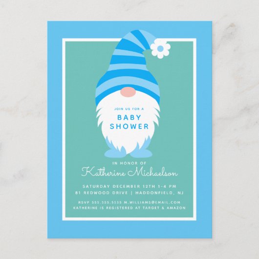 BABY SHOWER | Briefkaart met blauwe streep genoom (Voorkant)