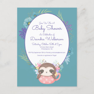 Baby Shower   Briefkaart met de Sloth Polka Dot Te